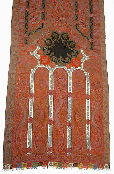 Shawl of Joined Fragments, Wool, silk; double interlocking twill tapestry weave, embroidered, pieced