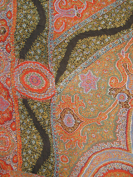 Shawl of Joined Fragments, Wool, silk; double interlocking twill tapestry weave, embroidered, pieced