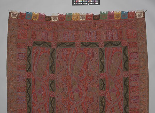 Shawl of Joined Fragments, Wool, silk; double interlocking twill tapestry weave, embroidered, pieced