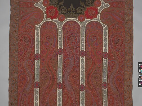 Shawl of Joined Fragments, Wool, silk; double interlocking twill tapestry weave, embroidered, pieced