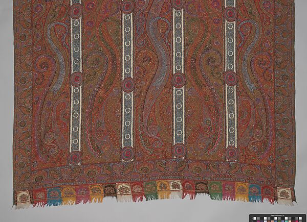 Shawl of Joined Fragments, Wool, silk; double interlocking twill tapestry weave, embroidered, pieced