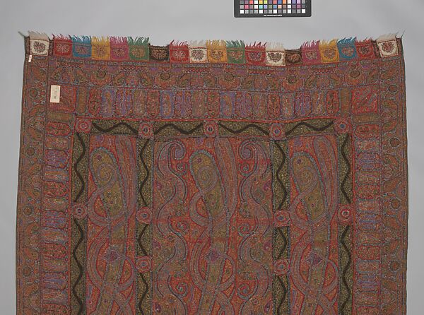 Shawl of Joined Fragments, Wool, silk; double interlocking twill tapestry weave, embroidered, pieced