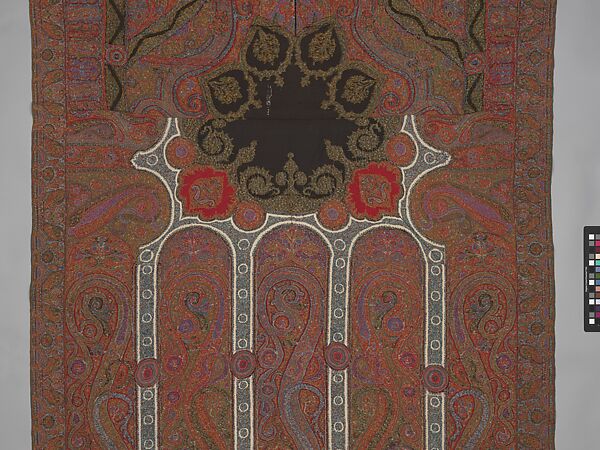 Shawl of Joined Fragments, Wool, silk; double interlocking twill tapestry weave, embroidered, pieced
