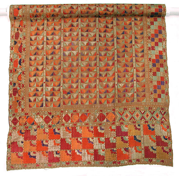 Sari, Cotton; embroidered in silk 