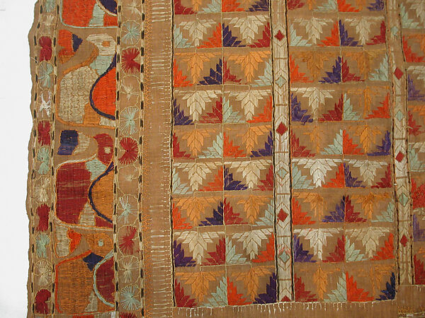 Sari, Cotton; embroidered in silk