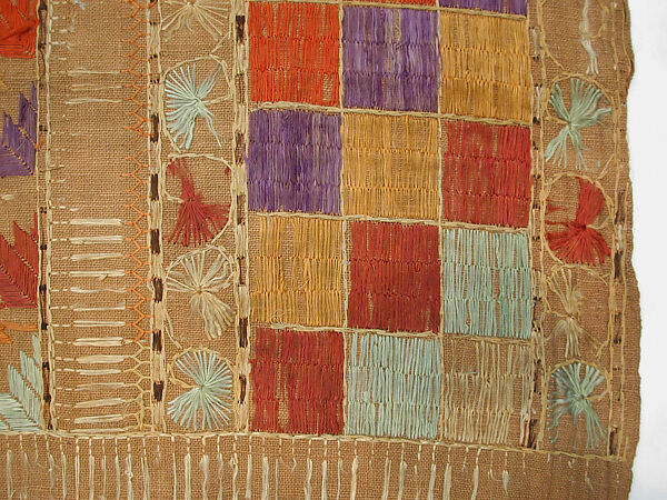 Sari, Cotton; embroidered in silk
