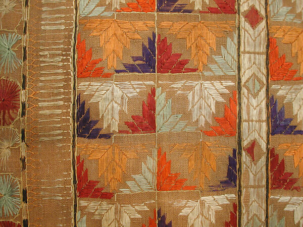 Sari, Cotton; embroidered in silk