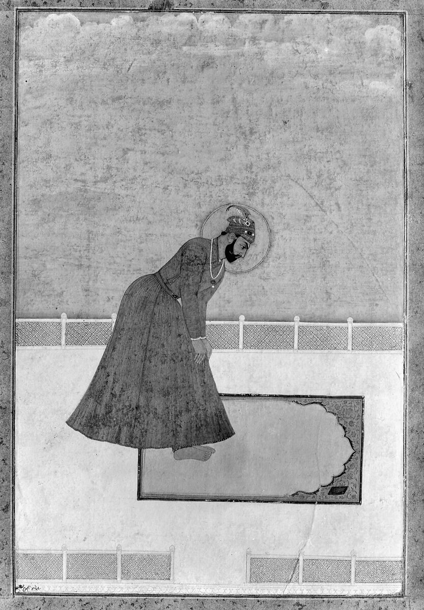 Portrait of Prince Muhammad Buland Akhtar (known as Nur Achhe Sahib) at Prayer, Painting by Bhojraj, Ink and opaque watercolor on paper