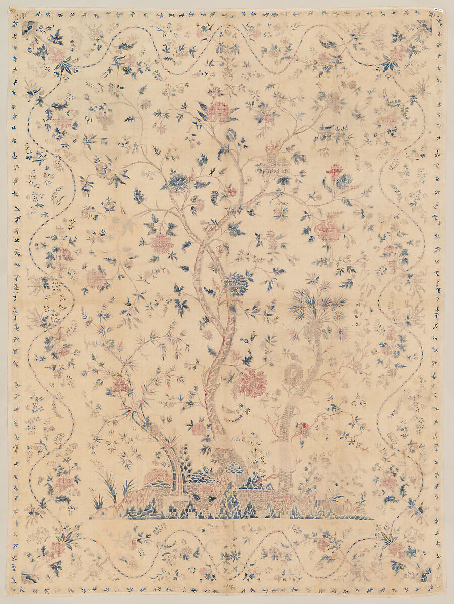 Hanging or Bed Cover, Cotton; pounced and painted