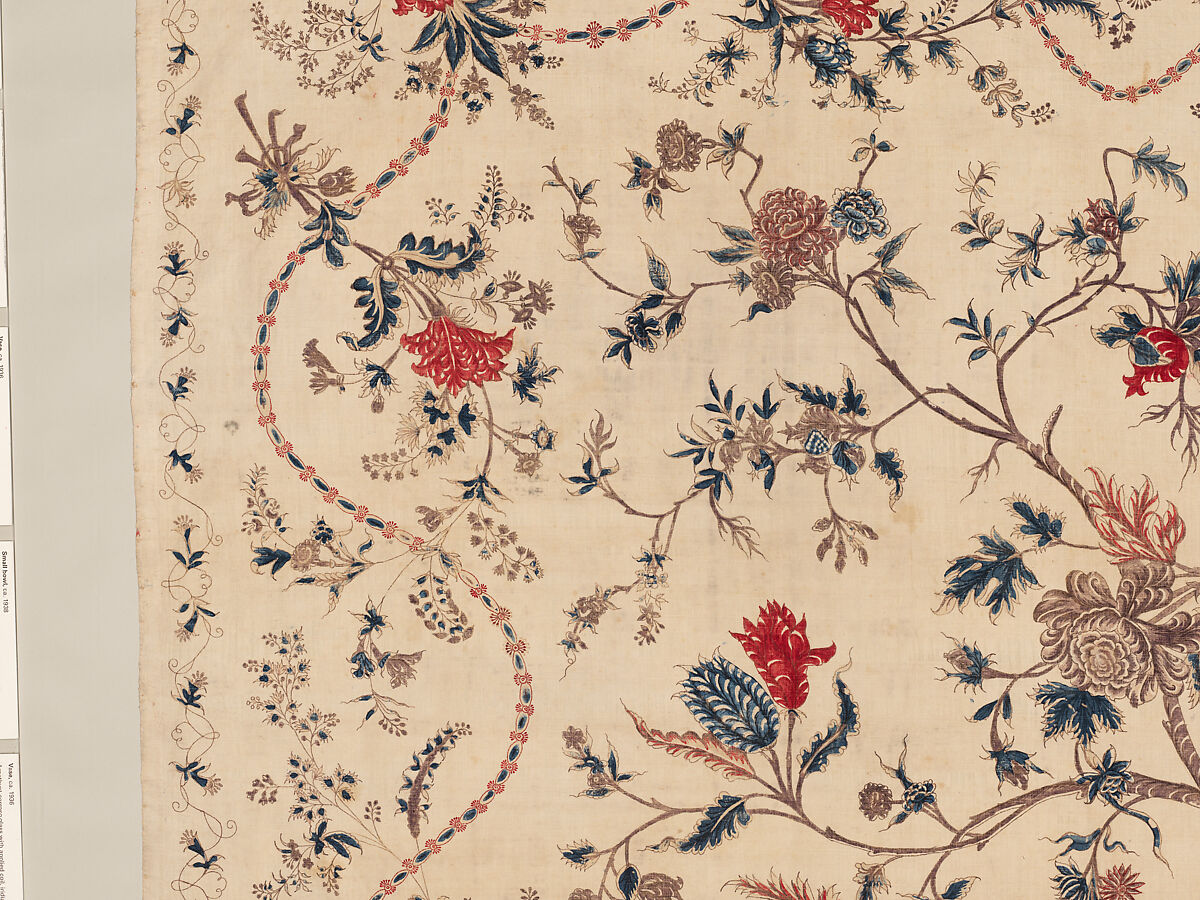 Hanging or Bed Cover, Cotton; pounced and painted