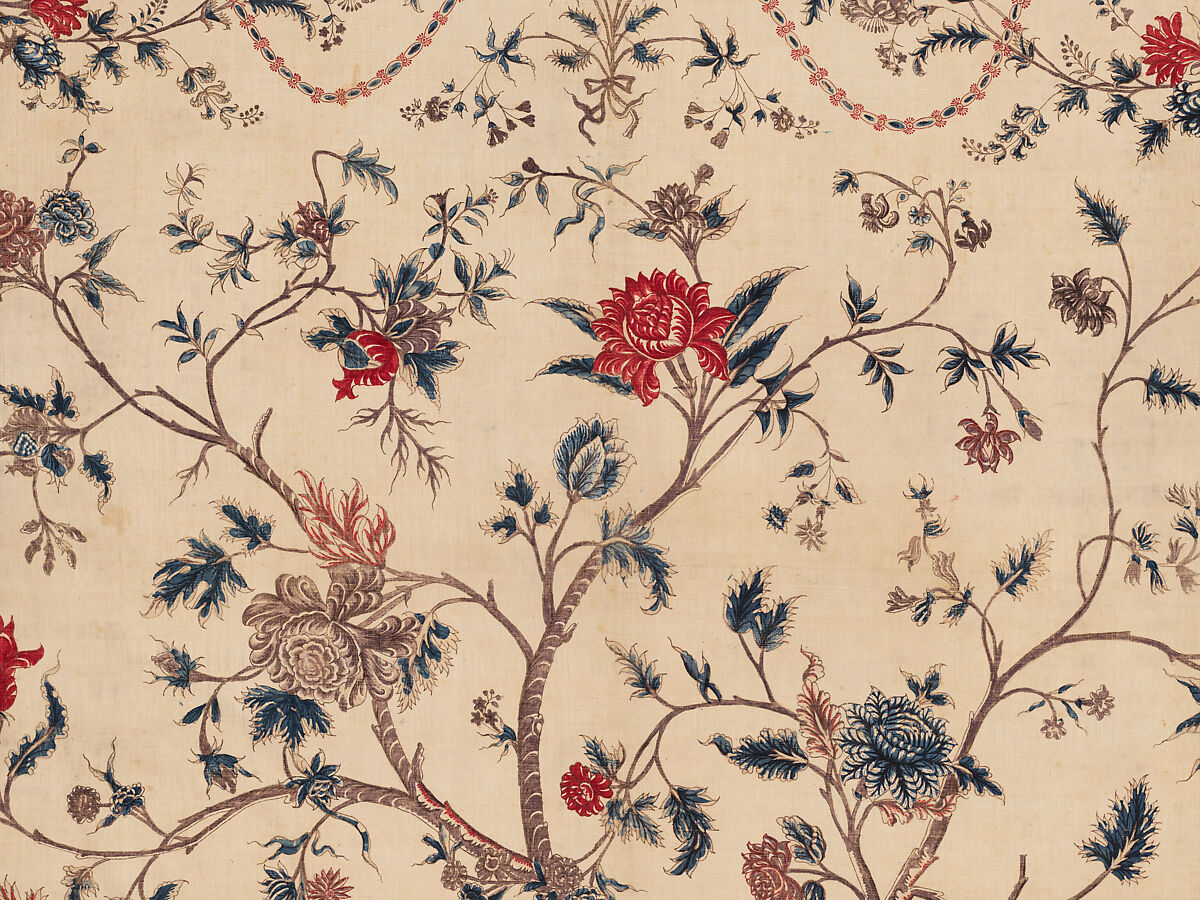 Hanging or Bed Cover, Cotton; pounced and painted