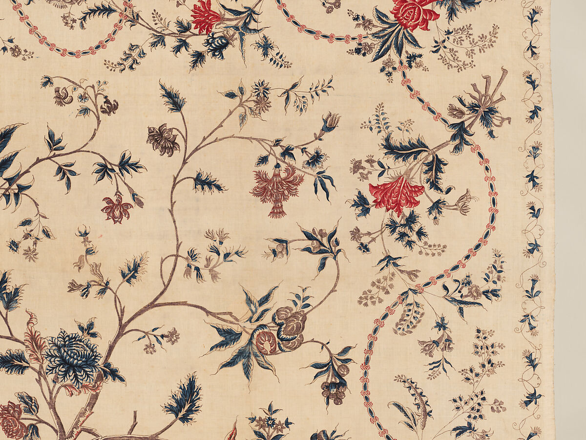 Hanging or Bed Cover, Cotton; pounced and painted