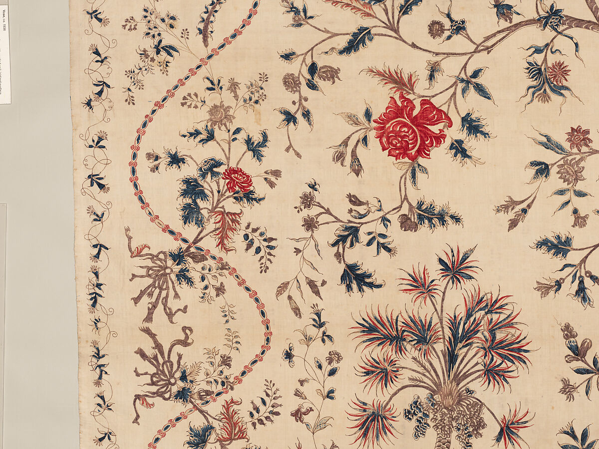 Hanging or Bed Cover, Cotton; pounced and painted