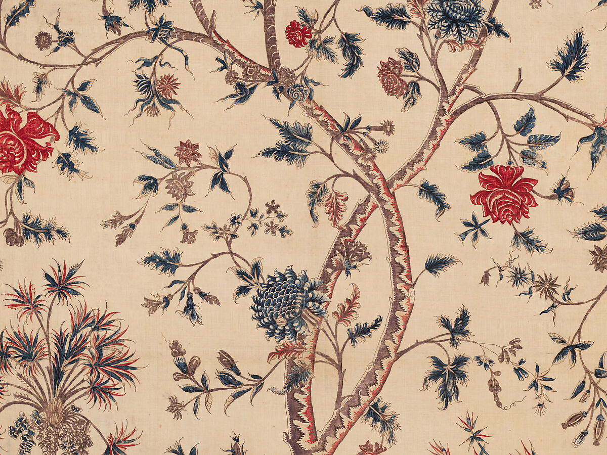 Hanging or Bed Cover, Cotton; pounced and painted