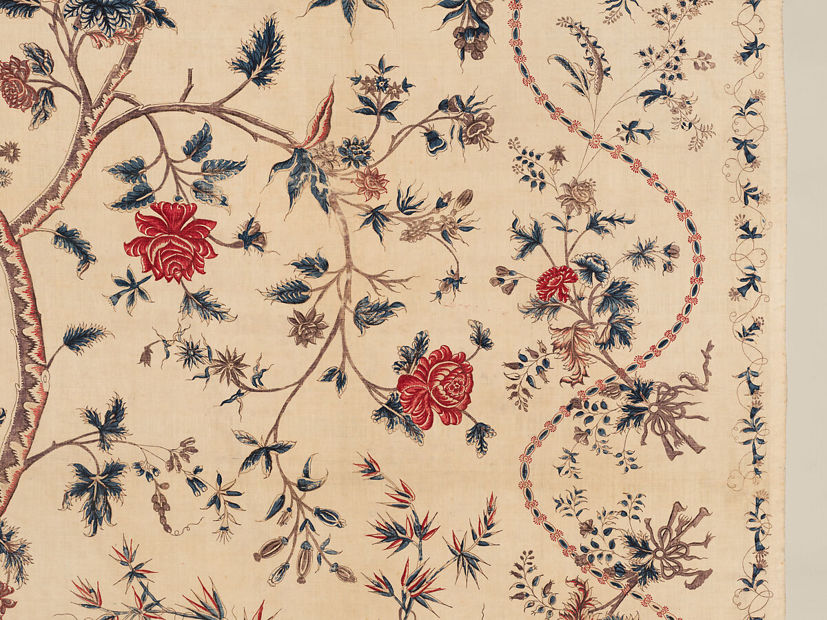 Hanging or Bed Cover, Cotton; pounced and painted