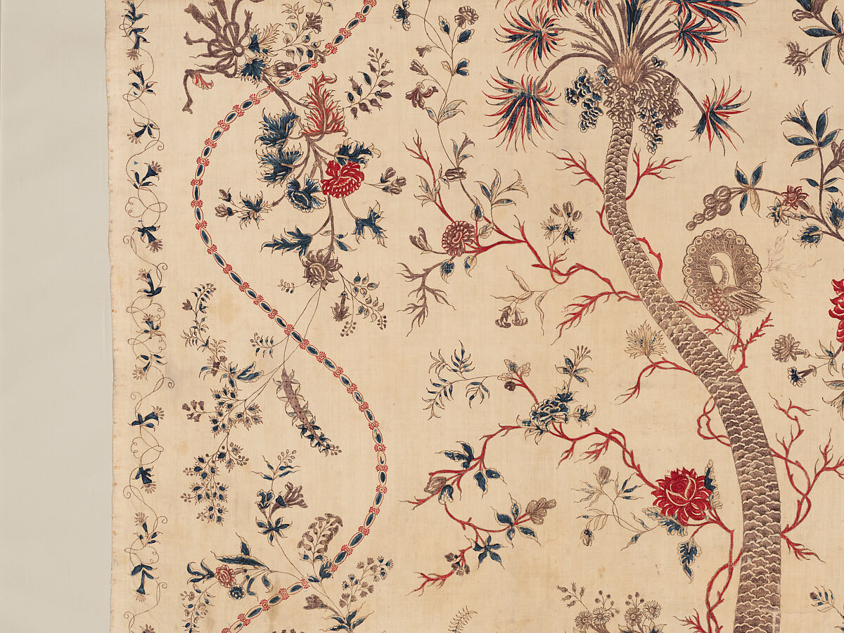 Hanging or Bed Cover, Cotton; pounced and painted