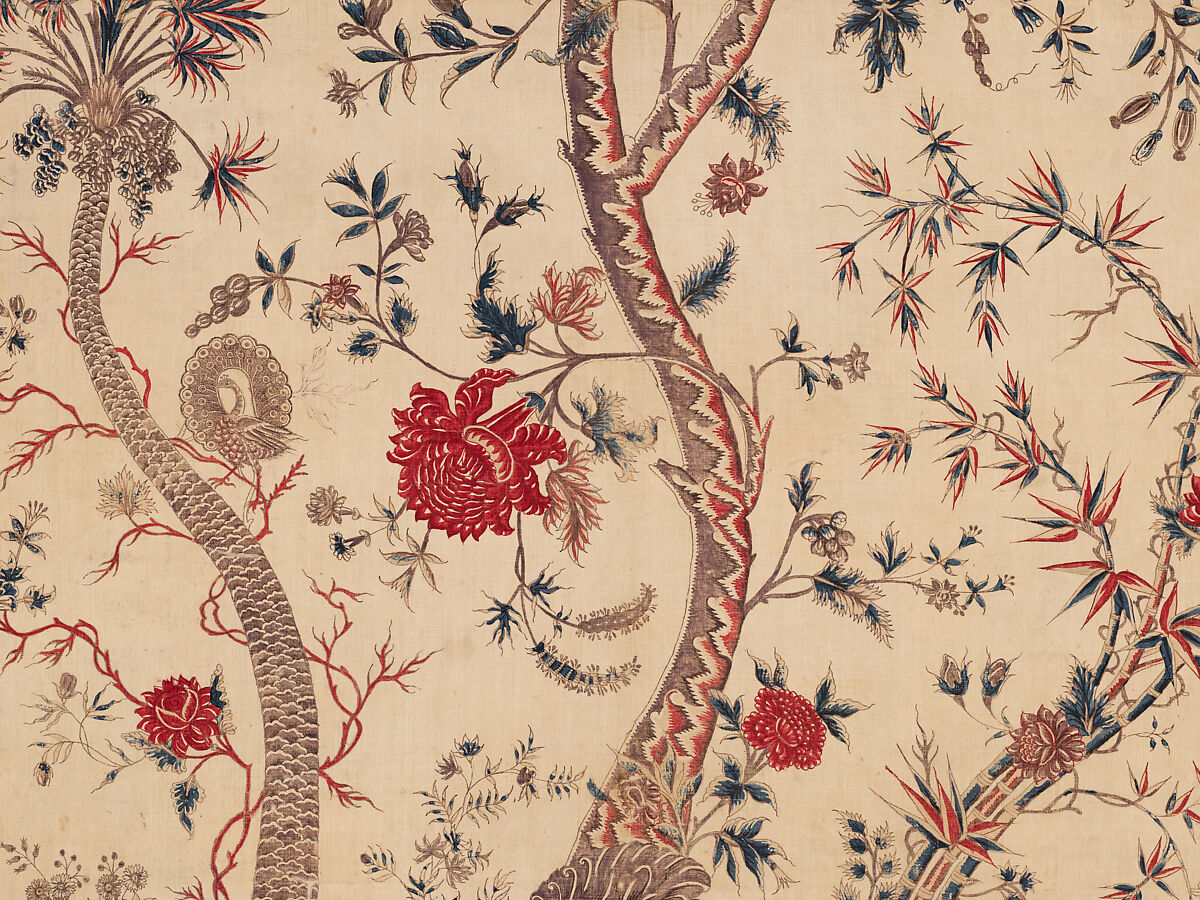 Hanging or Bed Cover, Cotton; pounced and painted