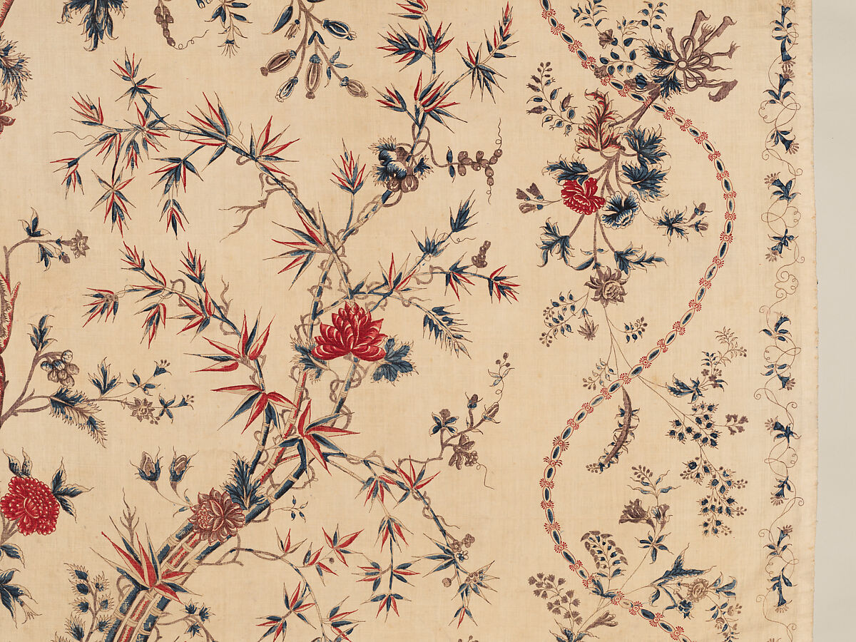 Hanging or Bed Cover, Cotton; pounced and painted