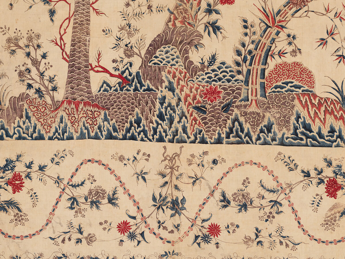 Hanging or Bed Cover, Cotton; pounced and painted