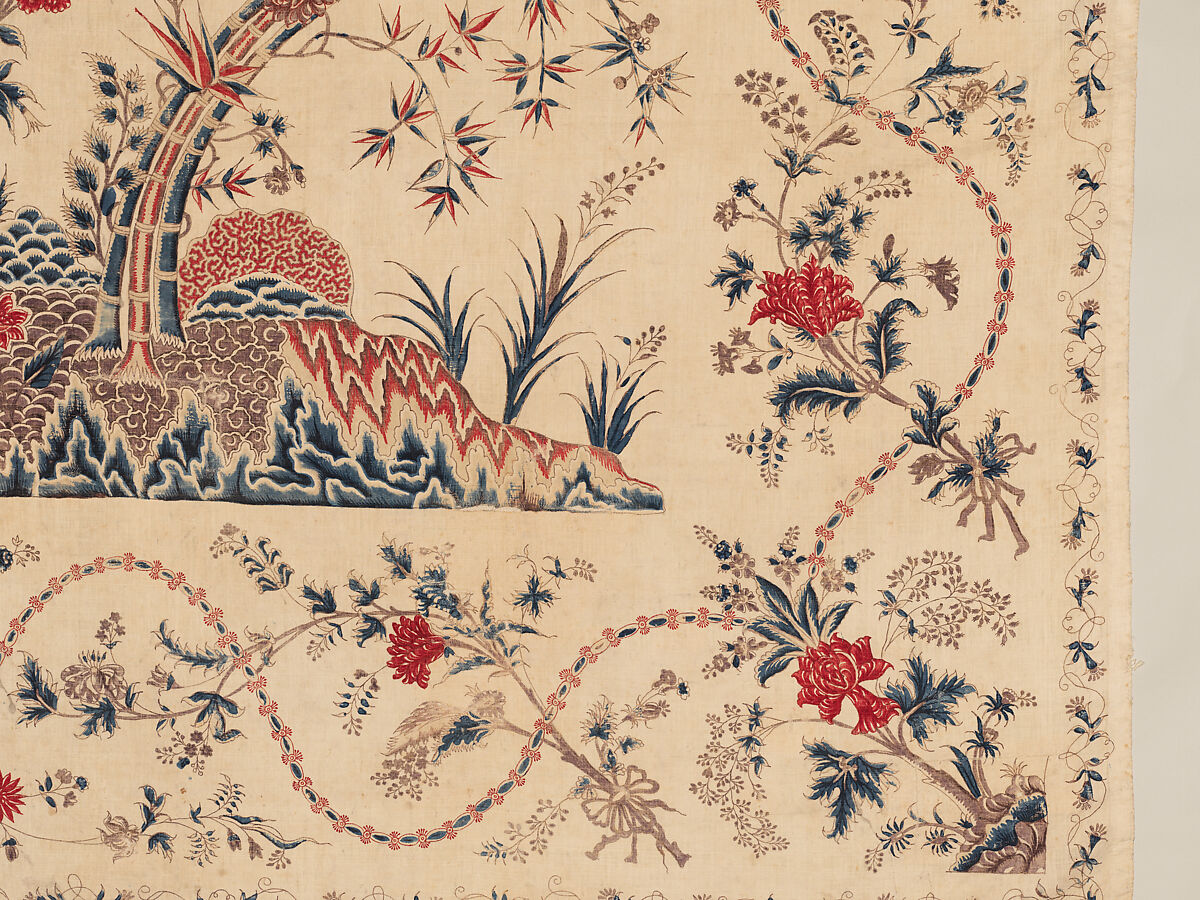 Hanging or Bed Cover, Cotton; pounced and painted