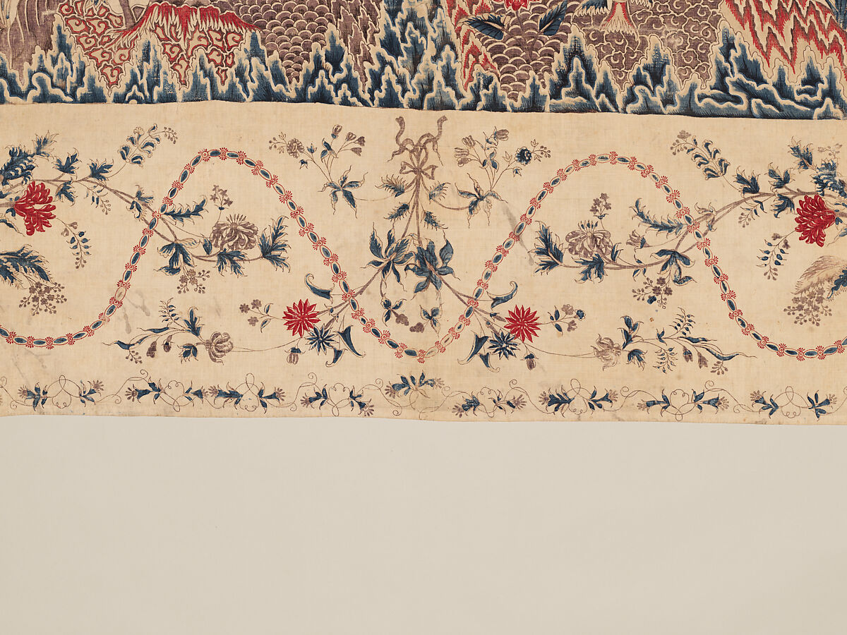 Hanging or Bed Cover, Cotton; pounced and painted