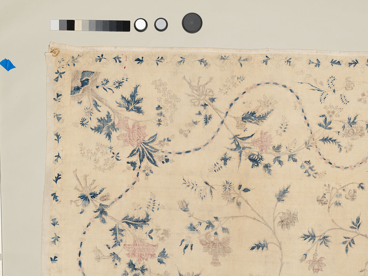 Hanging or Bed Cover, Cotton; pounced and painted