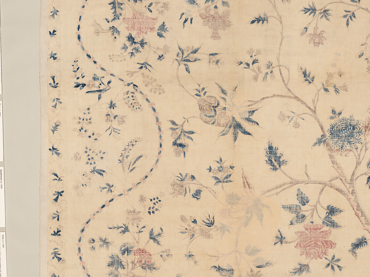 Hanging or Bed Cover, Cotton; pounced and painted