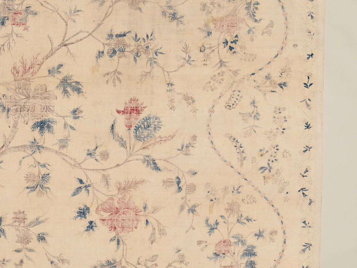 Hanging or Bed Cover, Cotton; pounced and painted