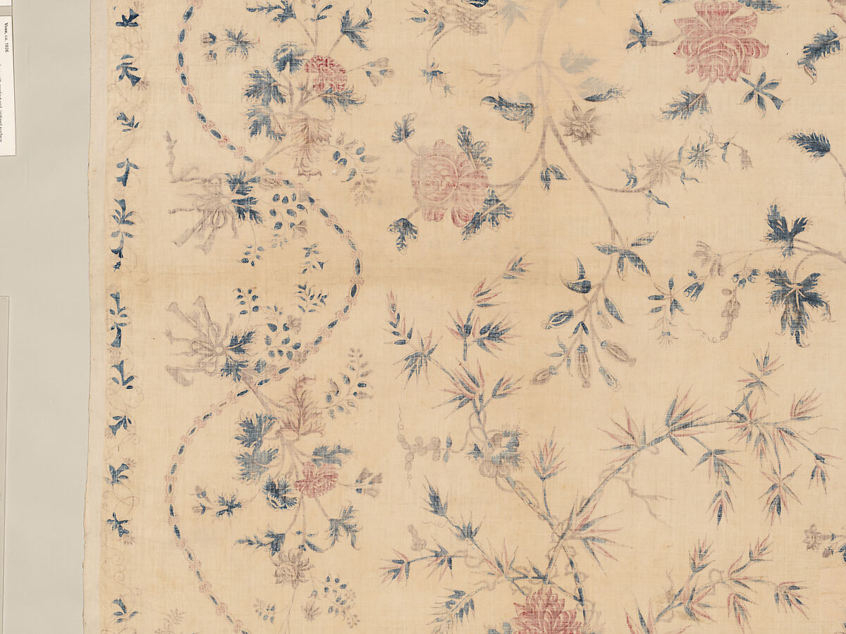 Hanging or Bed Cover, Cotton; pounced and painted