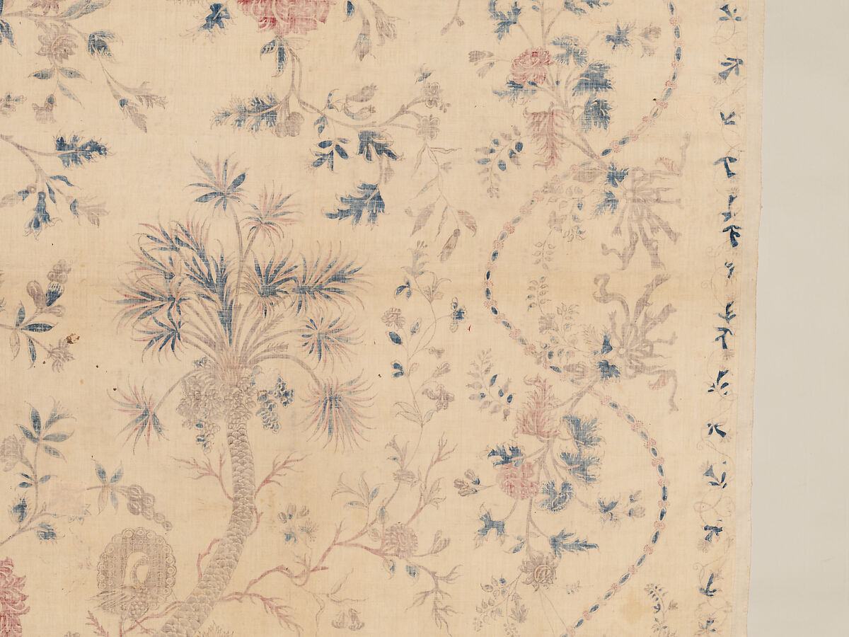 Hanging or Bed Cover, Cotton; pounced and painted