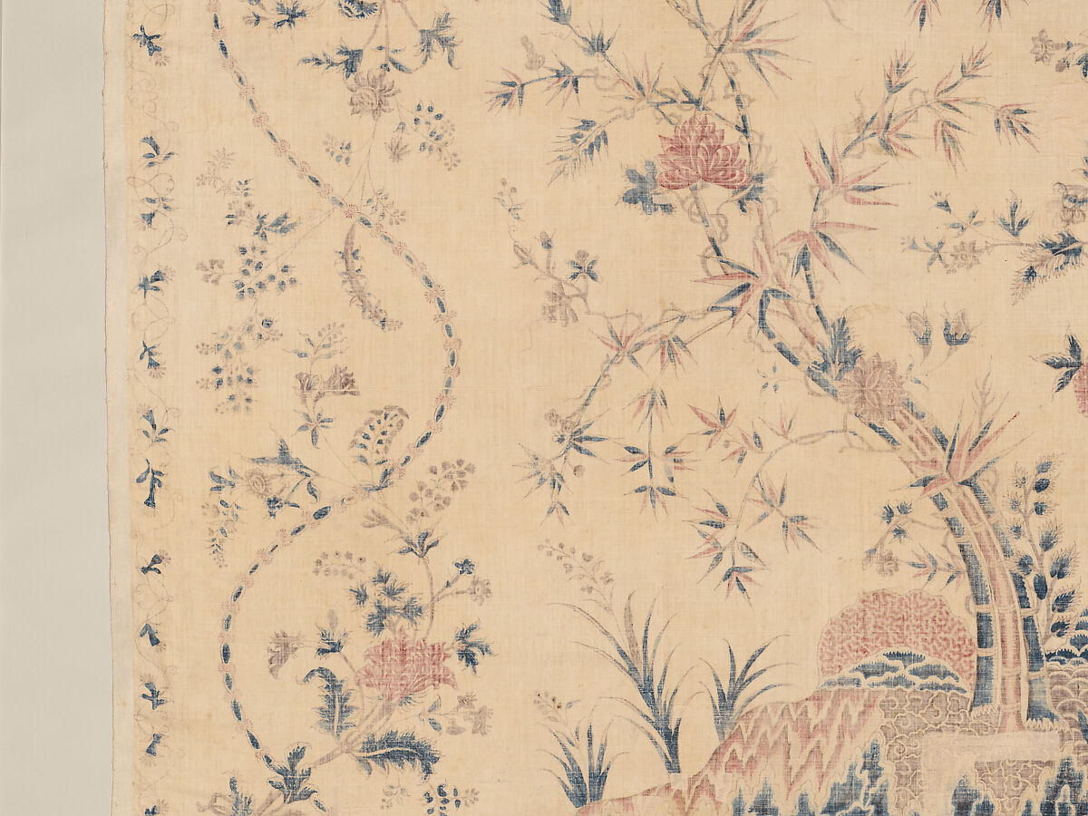 Hanging or Bed Cover, Cotton; pounced and painted