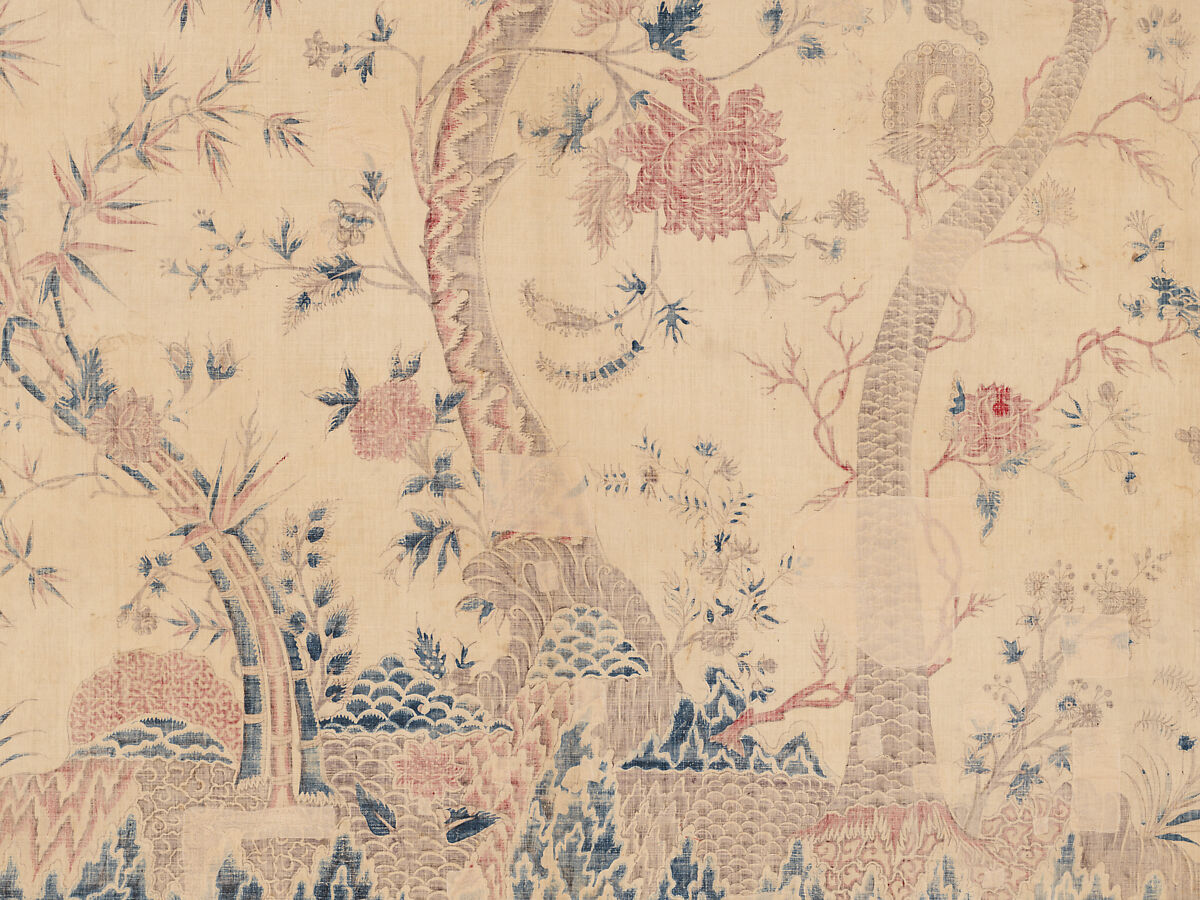 Hanging or Bed Cover, Cotton; pounced and painted