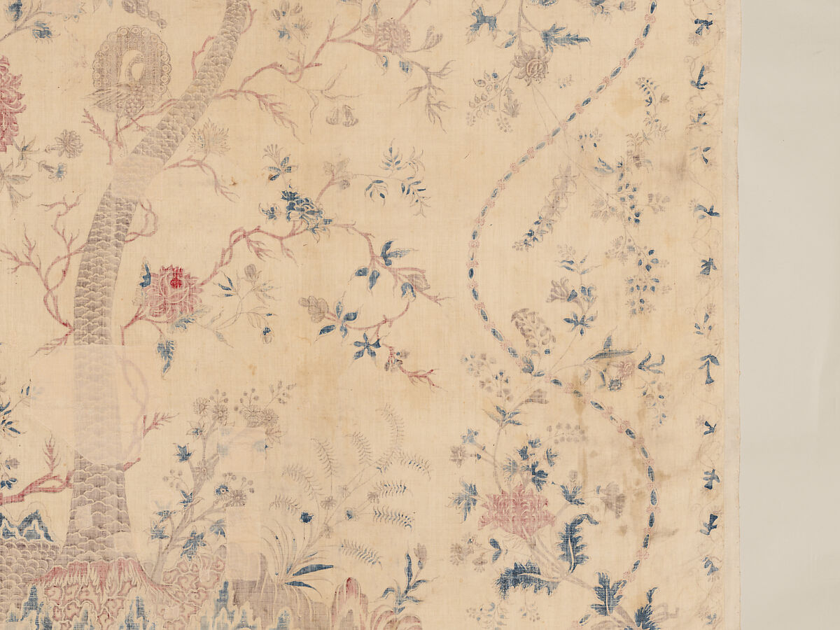 Hanging or Bed Cover, Cotton; pounced and painted