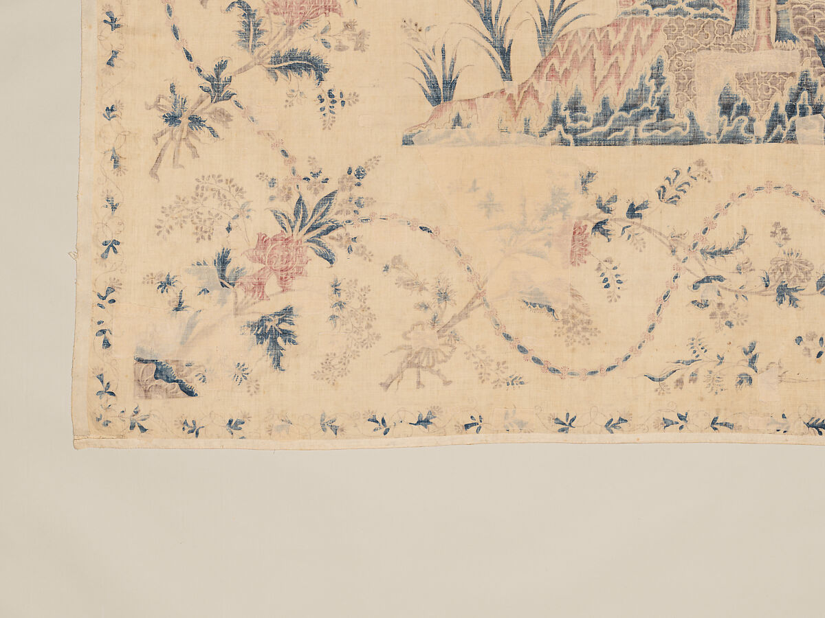 Hanging or Bed Cover, Cotton; pounced and painted