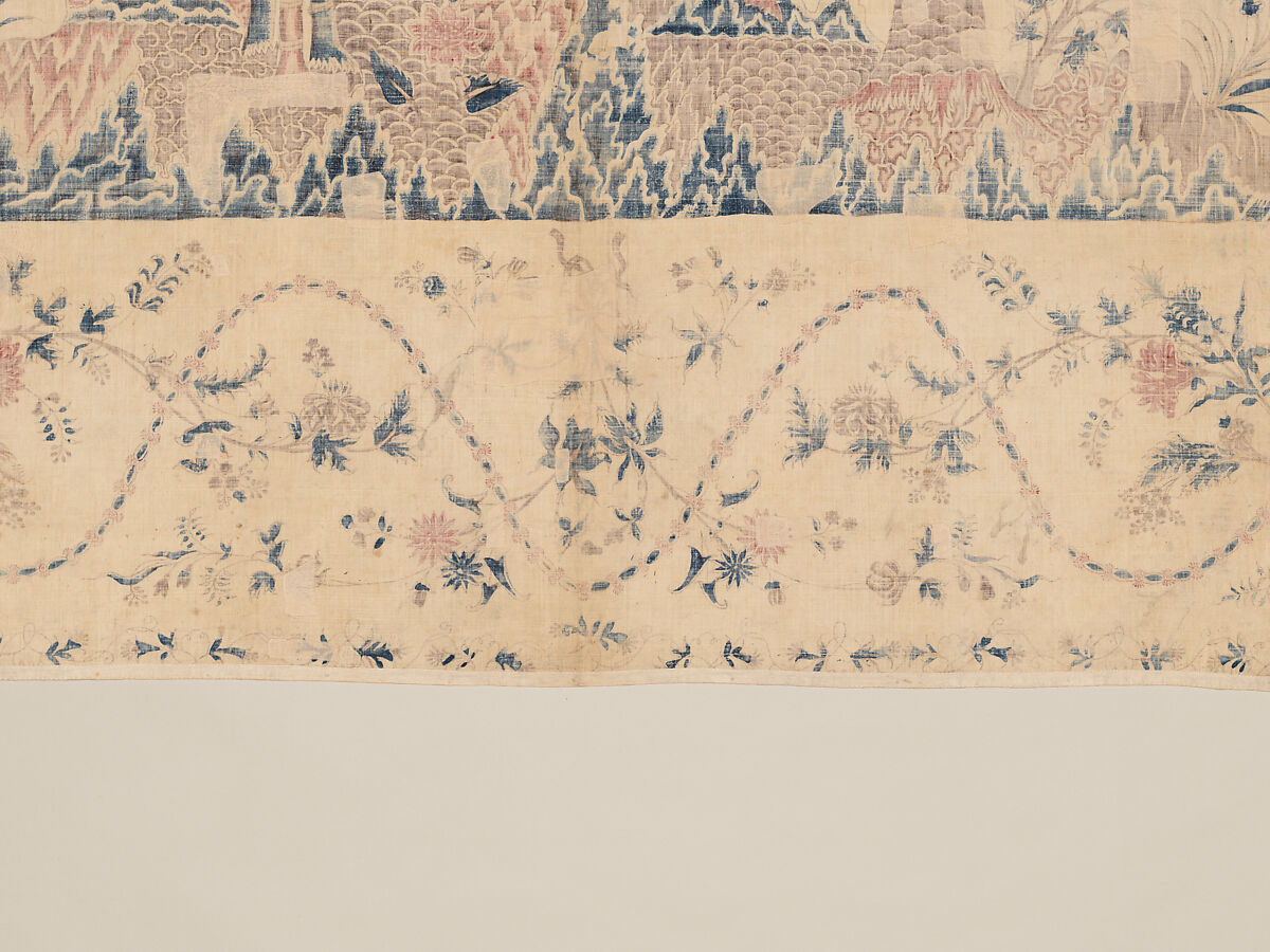 Hanging or Bed Cover, Cotton; pounced and painted