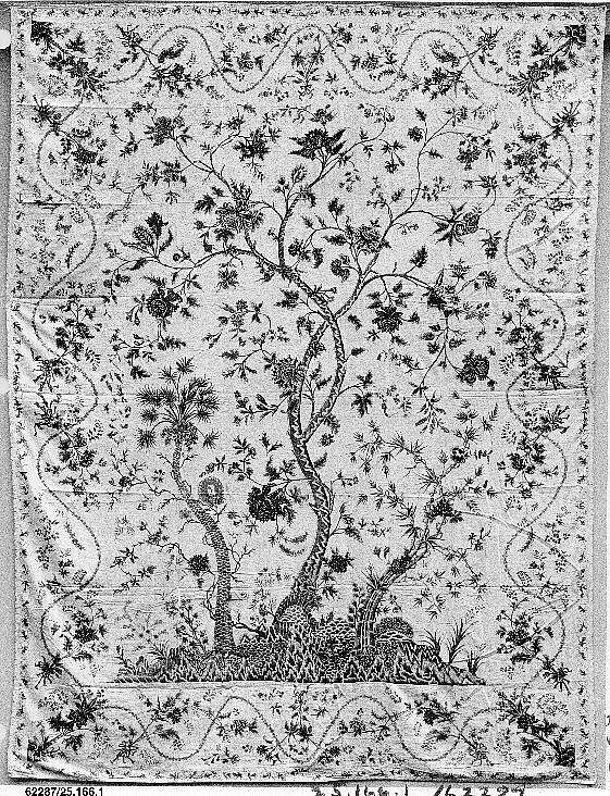 Hanging or Bed Cover, Cotton; pounced and painted