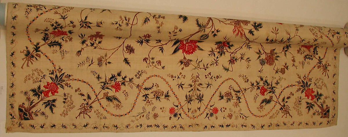 Hanging or Bed Cover, Cotton; pounced and painted