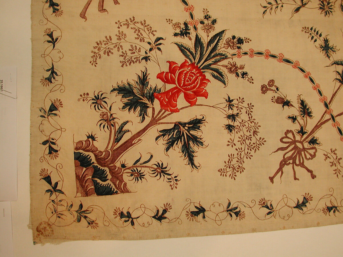 Hanging or Bed Cover, Cotton; pounced and painted