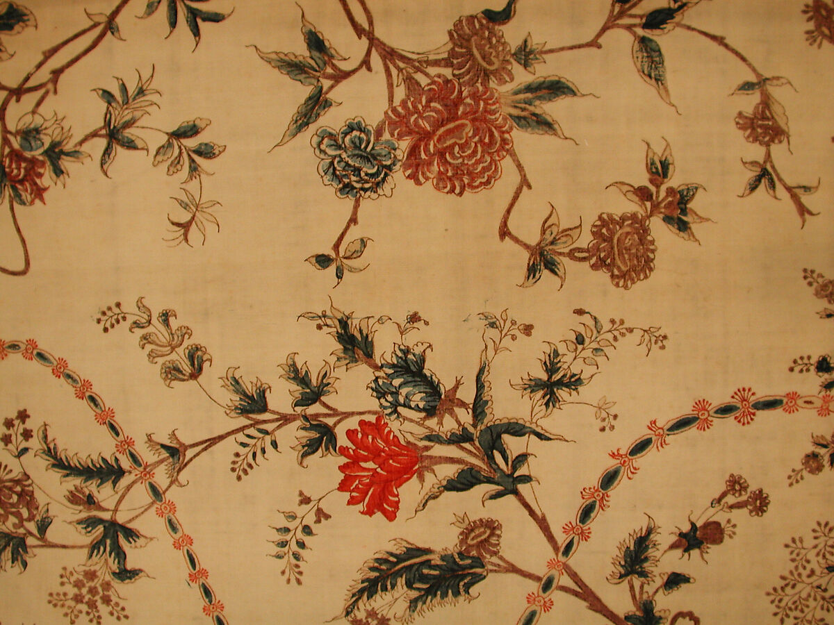 Hanging or Bed Cover, Cotton; pounced and painted