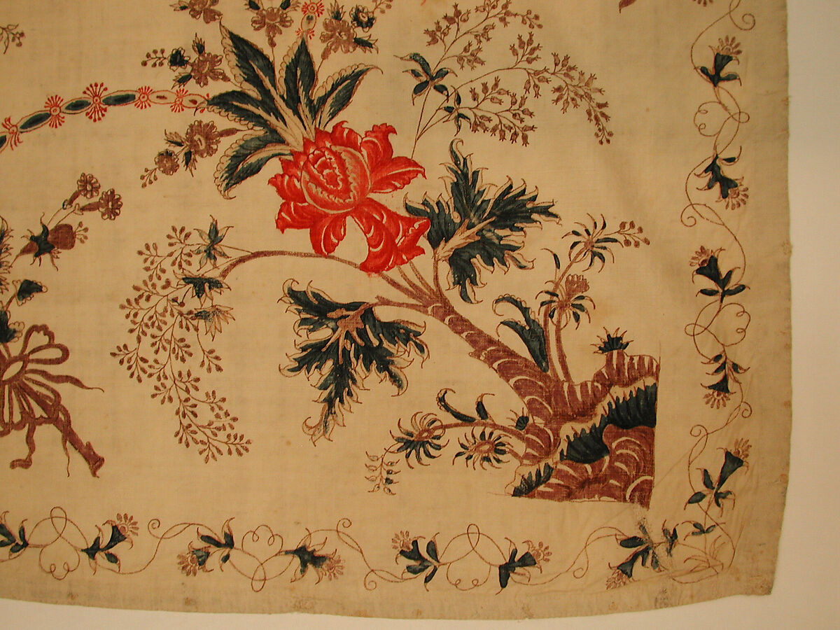 Hanging or Bed Cover, Cotton; pounced and painted