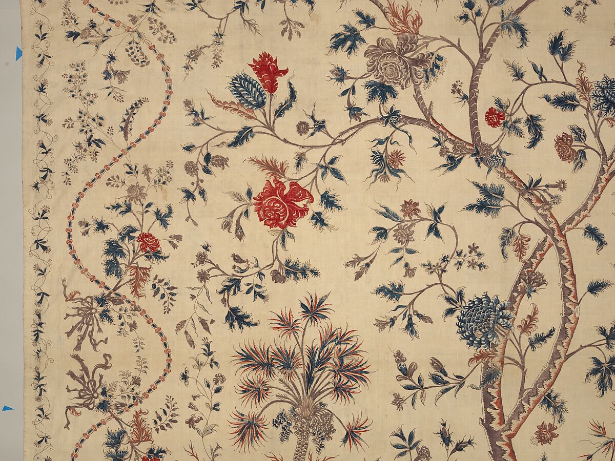 Hanging or Bed Cover, Cotton; pounced and painted