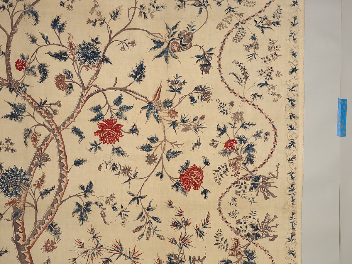 Hanging or Bed Cover, Cotton; pounced and painted