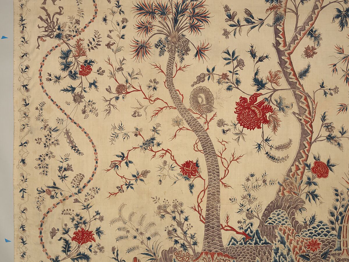 Hanging or Bed Cover, Cotton; pounced and painted