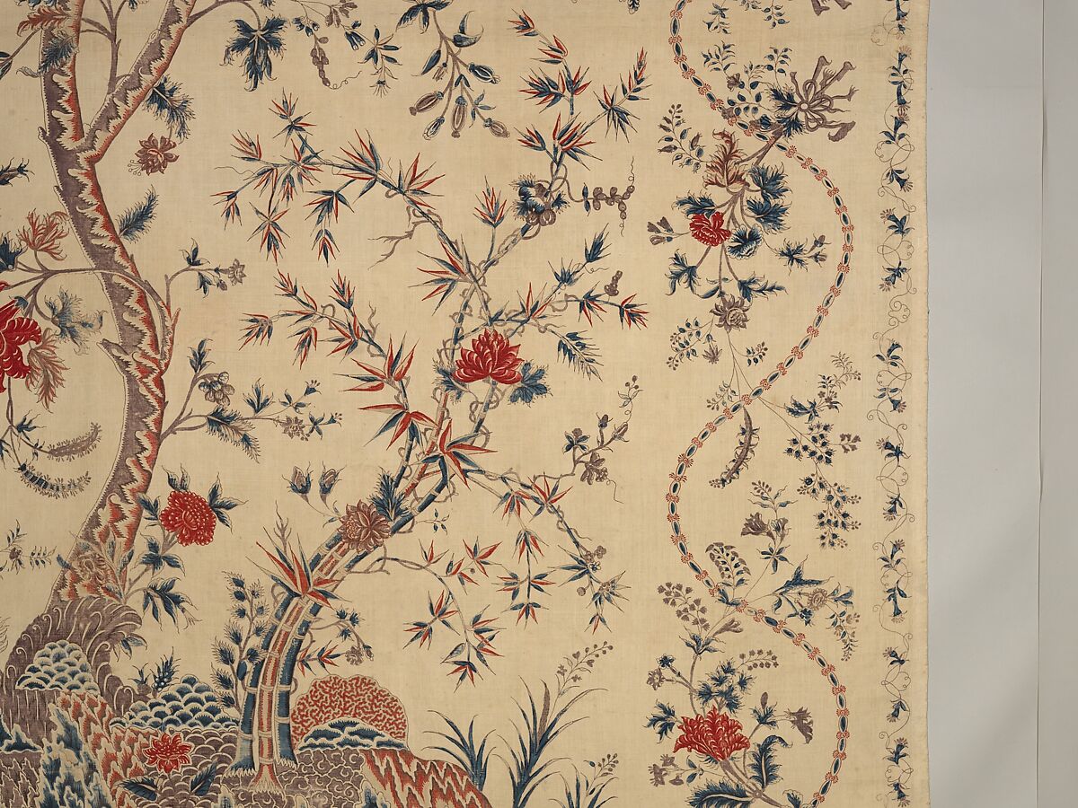 Hanging or Bed Cover, Cotton; pounced and painted