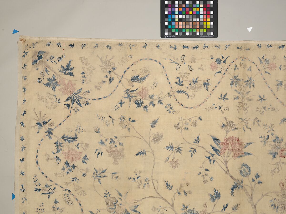 Hanging or Bed Cover, Cotton; pounced and painted