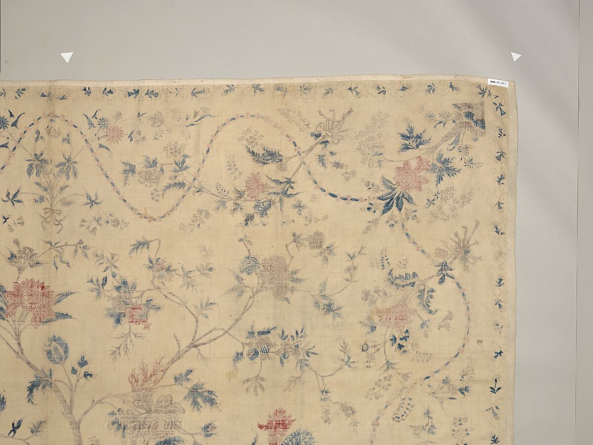 Hanging or Bed Cover, Cotton; pounced and painted