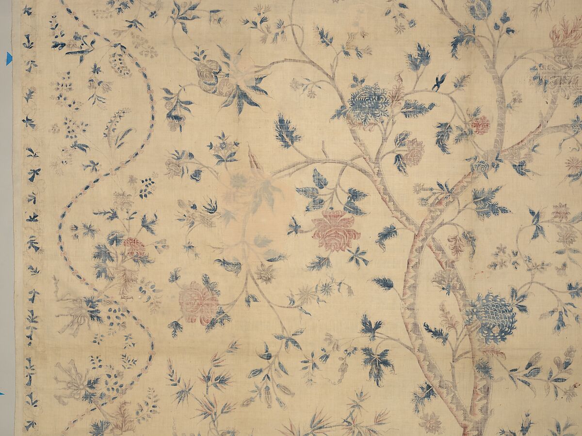 Hanging or Bed Cover, Cotton; pounced and painted