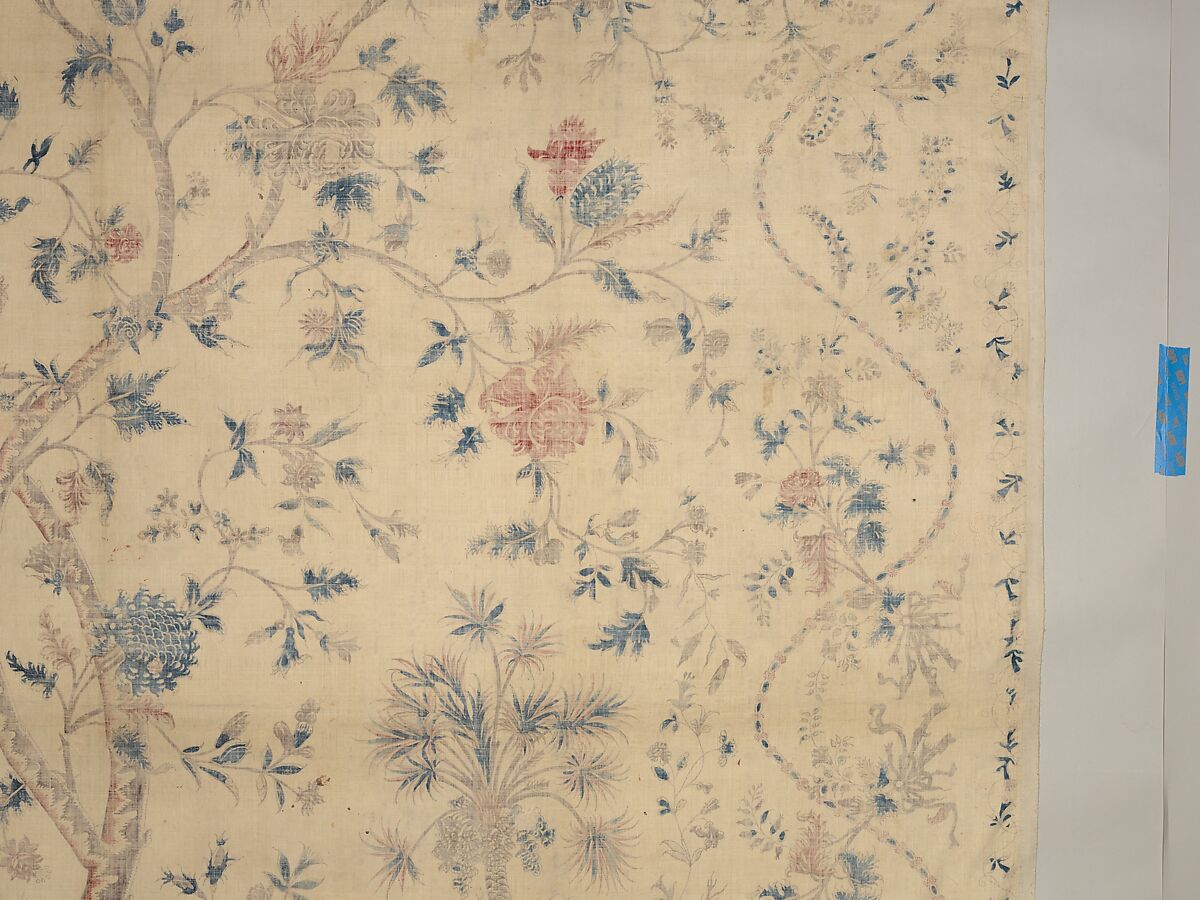 Hanging or Bed Cover, Cotton; pounced and painted