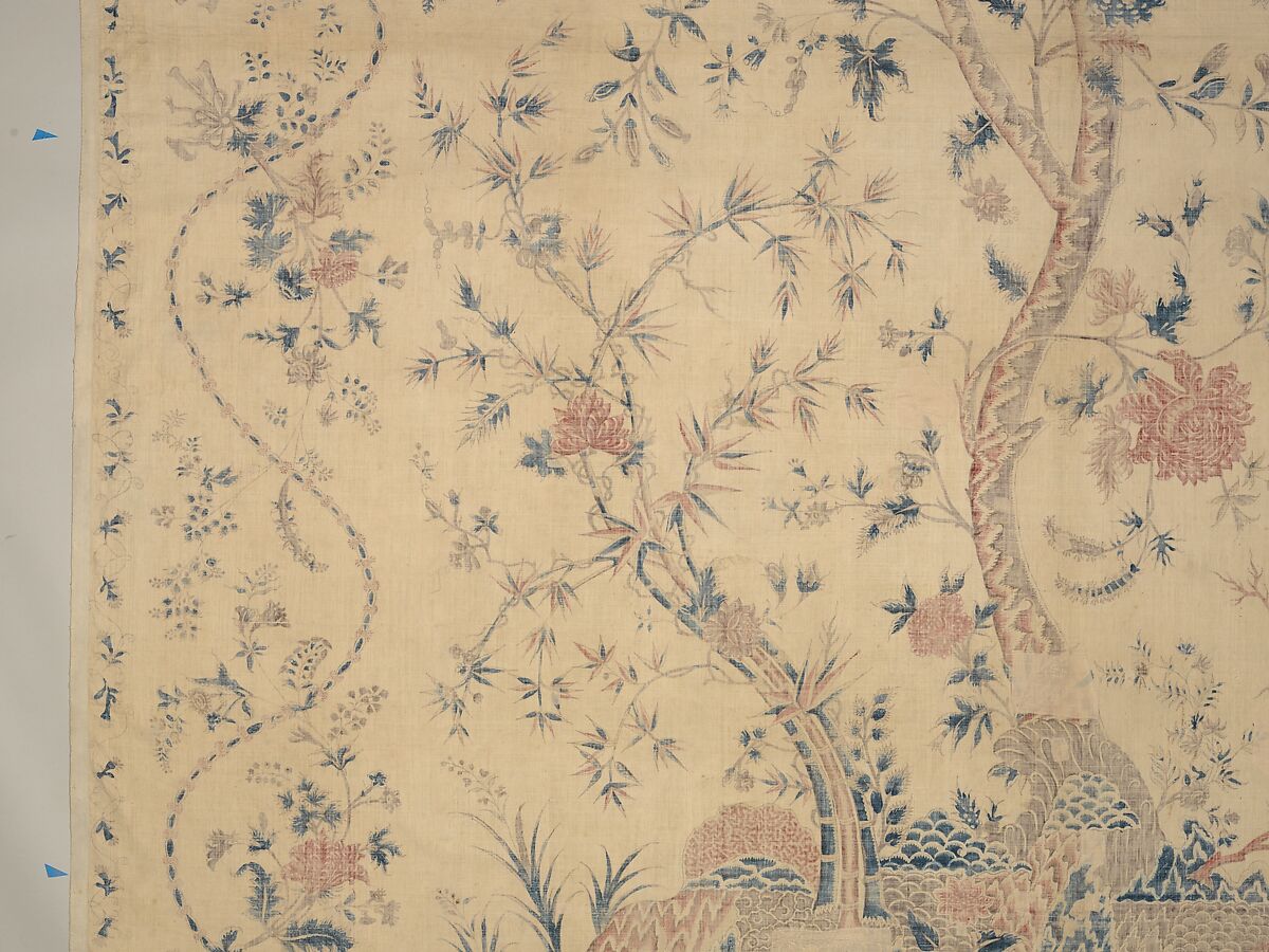 Hanging or Bed Cover, Cotton; pounced and painted