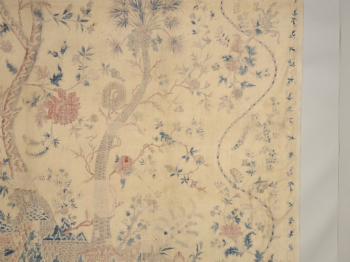 Hanging or Bed Cover, Cotton; pounced and painted